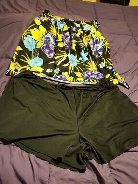 Floral Tropical Strap Top and Black Shorts Set